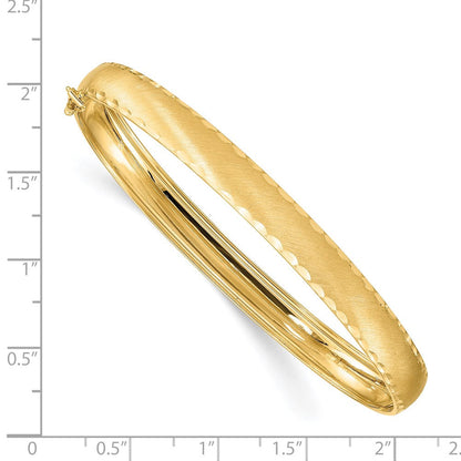 14K Gelbgold Satiniert Diamantiert Kante Oval Flexibel Armreif