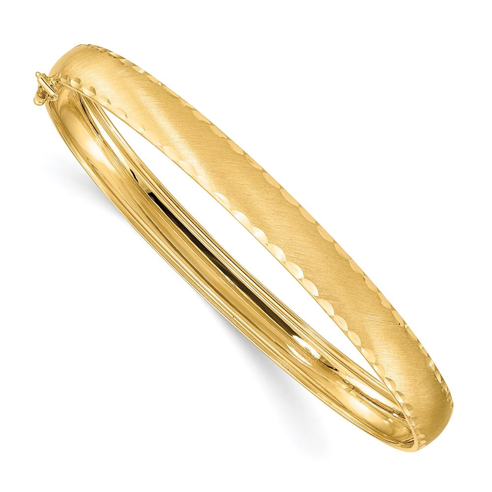 14K Gelbgold Satiniert Diamantiert Kante Oval Flexibel Armreif