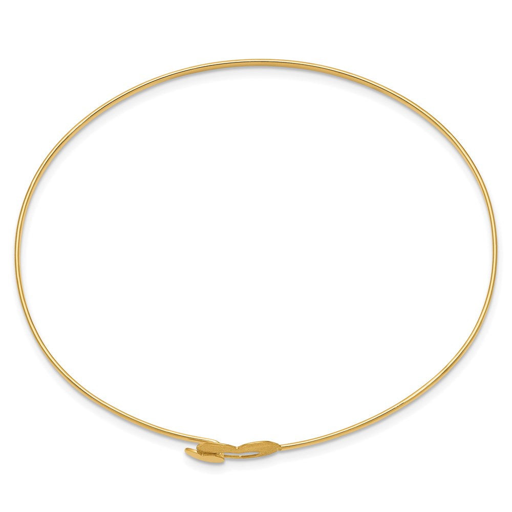 14K Gelbgold Gebürstet und Poliert Herzen Flexibel Armreif
