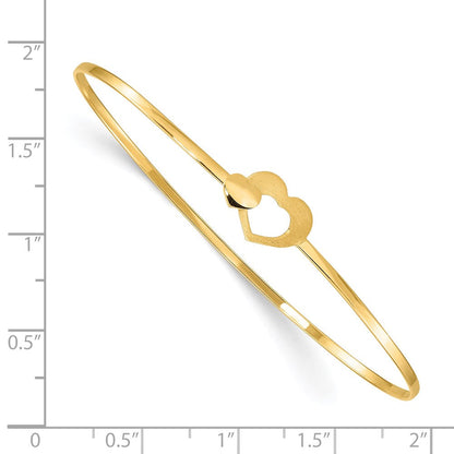 14K Gelbgold Gebürstet und Poliert Herzen Flexibel Armreif