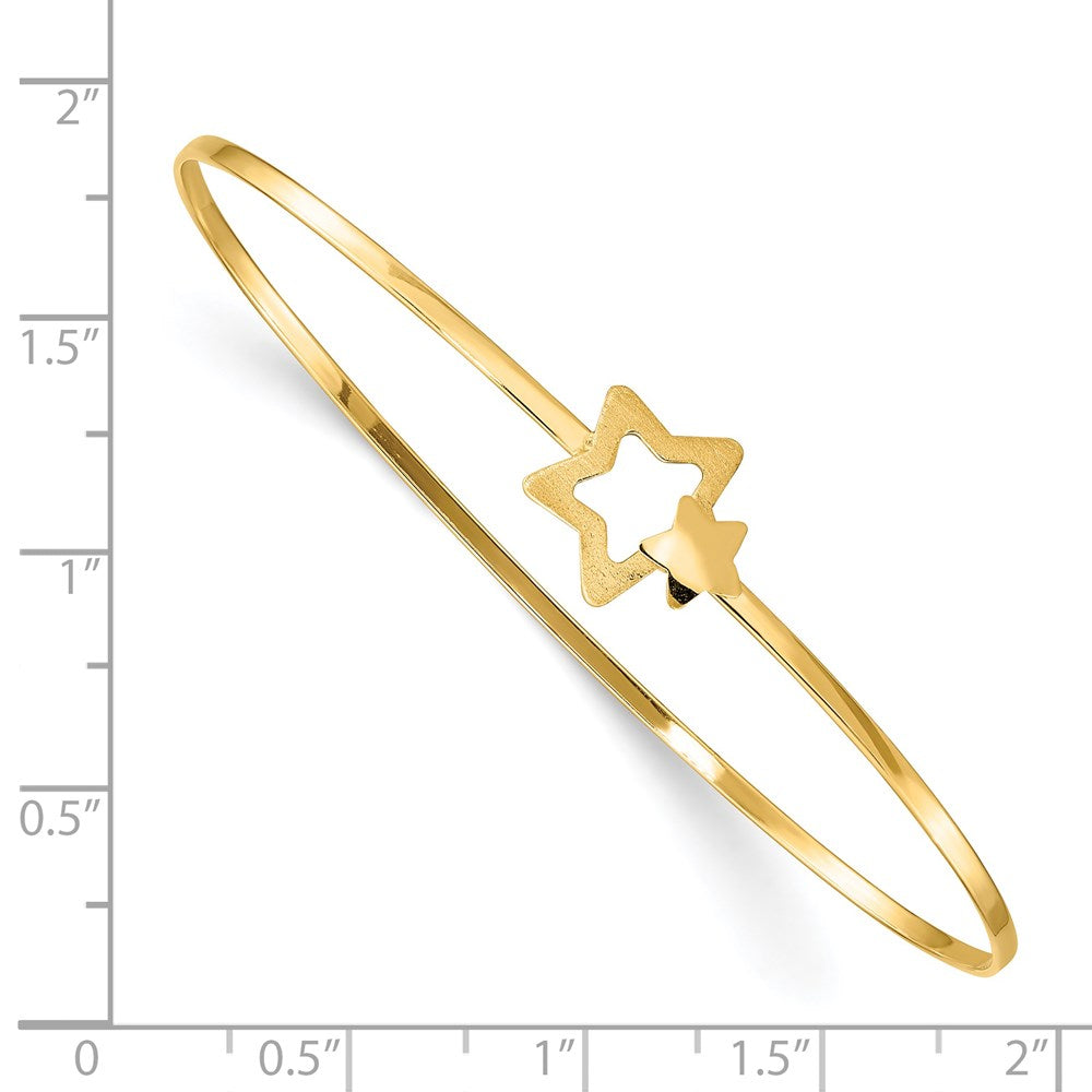 14K Gelbgold Gebürstet und Poliert Sterne Flexibel Armreif