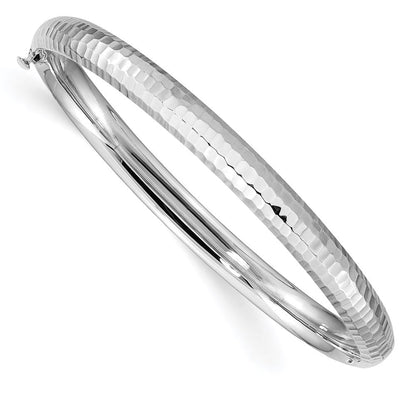 14K Weißgold 3/16 Gehämmert Kinder Klappbar Armreif