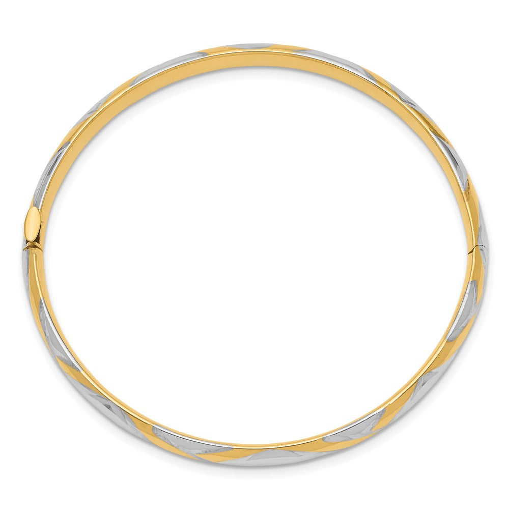 14K Gelb & Rhodium Gold 3/16 mit Weiß Rhodium Kreuz-cross Kinder Klappbar Armreif