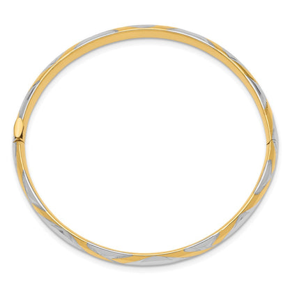 14K Gelb & Rhodium Gold 3/16 mit Weiß Rhodium Kreuz-cross Kinder Klappbar Armreif