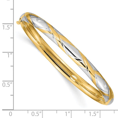 14K Gelb & Rhodium Gold 3/16 mit Weiß Rhodium Kreuz-cross Kinder Klappbar Armreif
