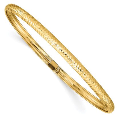 14K Gelbgold Strukturiert Flexibel Armreif