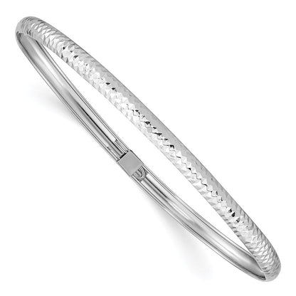 14K Weißgold Strukturiert Flexibel Armreif