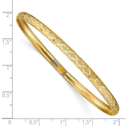 14K Gelbgold Hexagonal Design Diamantiert Flexibel Armreif