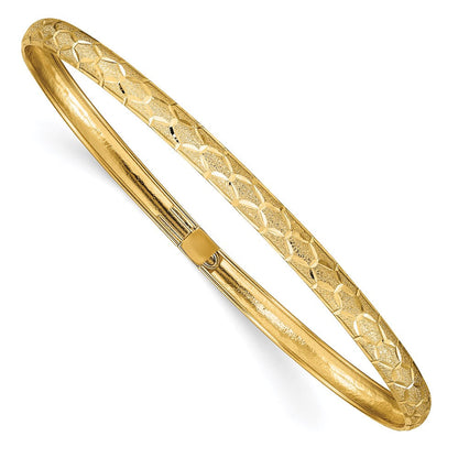 14K Gelbgold Hexagonal Design Diamantiert Flexibel Armreif