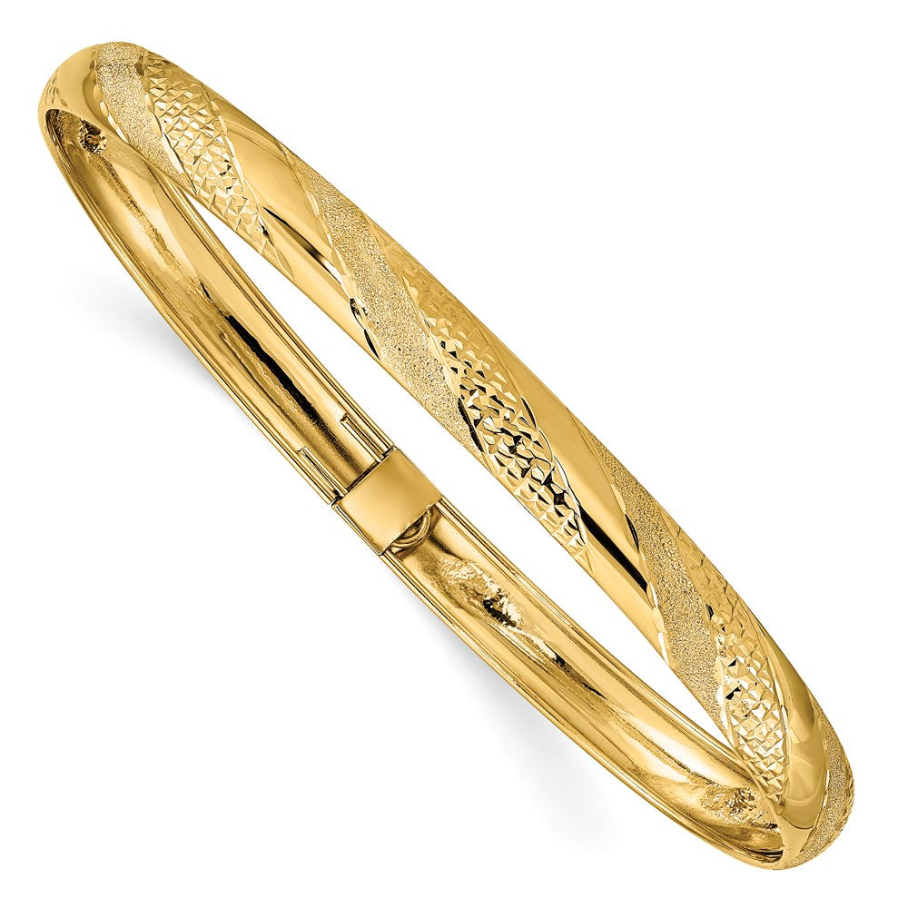 14K Gelbgold Gedreht Diamantiert Flexibel Armreif