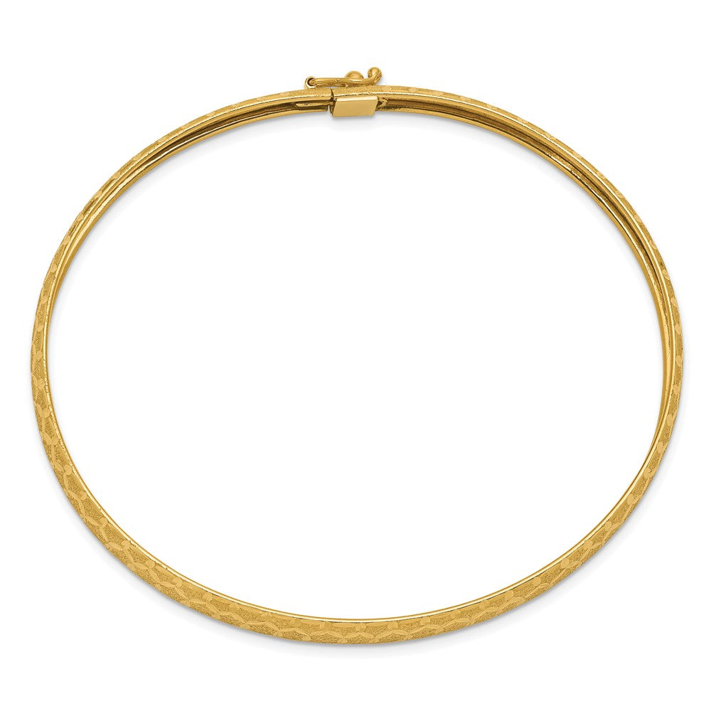 14K Gelbgold Hexagonal Design Diamantiert Flexibel Armreif