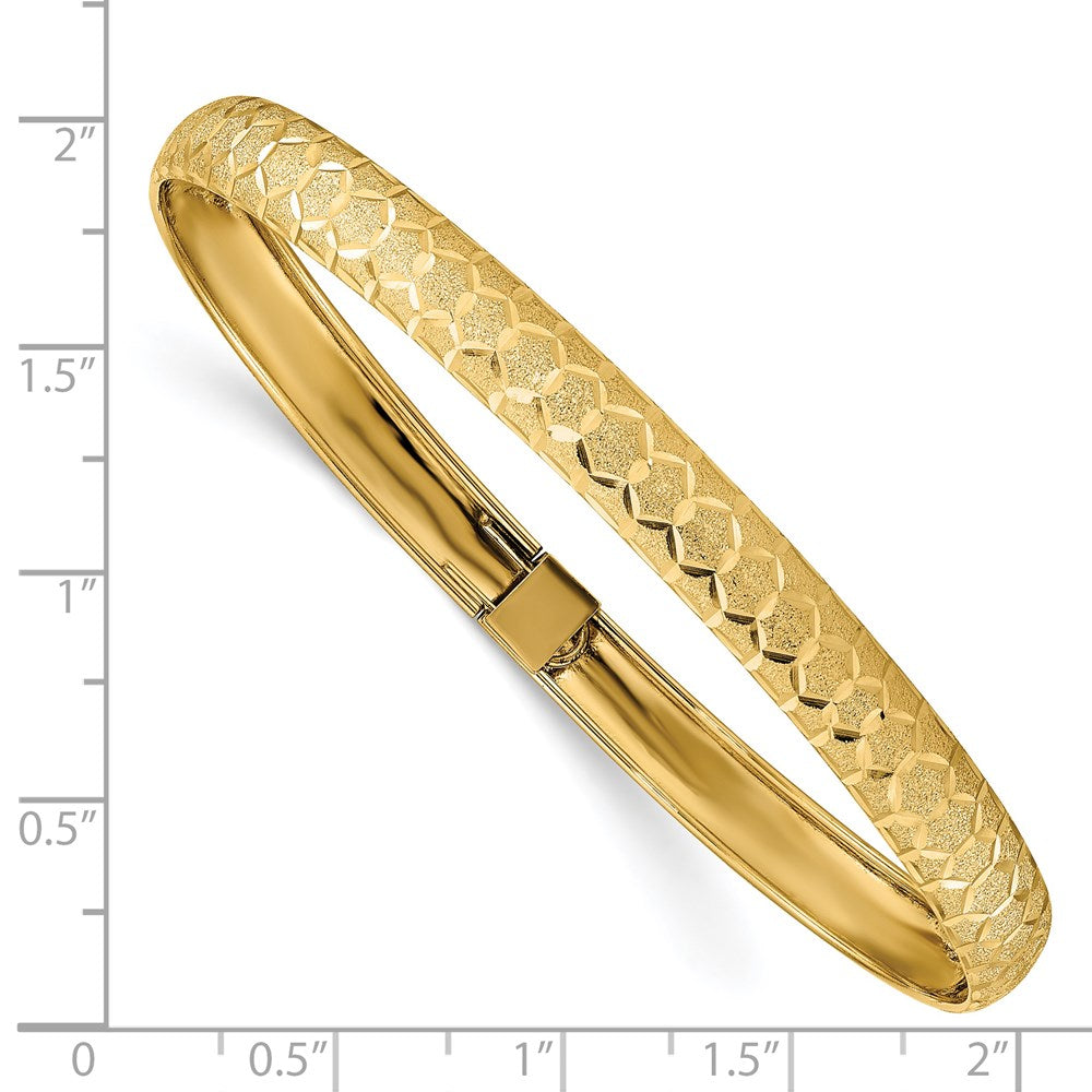 14K Gelbgold Hexagonal Design Diamantiert Flexibel Armreif