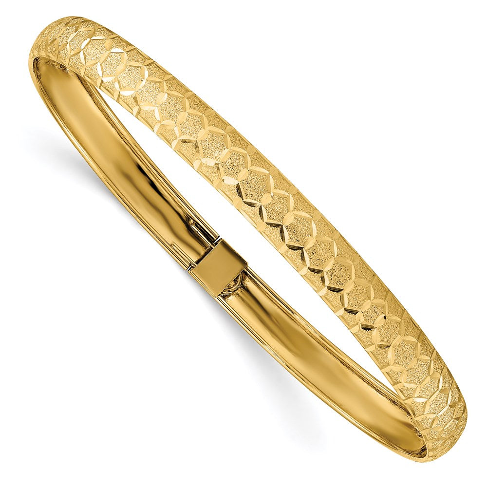 14K Gelbgold Hexagonal Design Diamantiert Flexibel Armreif