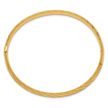 14K Gelbgold Strukturiert Diamantiert Gedreht Klappbar Armreif