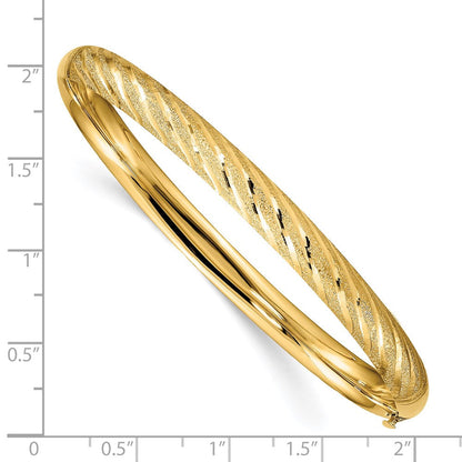 14K Gelbgold Strukturiert Diamantiert Gedreht Klappbar Armreif