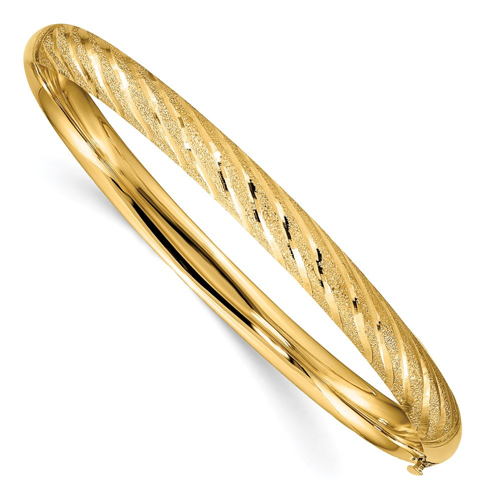 14K Gelbgold Strukturiert Diamantiert Gedreht Klappbar Armreif