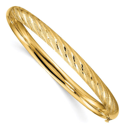 14K Gelbgold Strukturiert Diamantiert Gedreht Klappbar Armreif