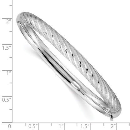 14K Weißgold Strukturiert Diamantiert Gedreht Klappbar Armreif