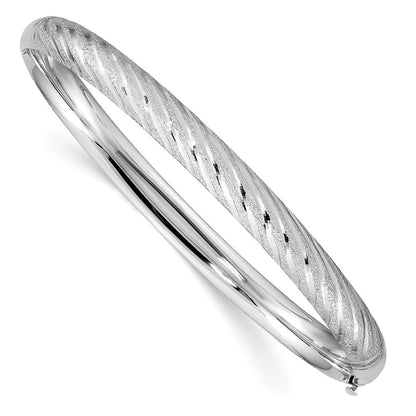 14K Weißgold Strukturiert Diamantiert Gedreht Klappbar Armreif