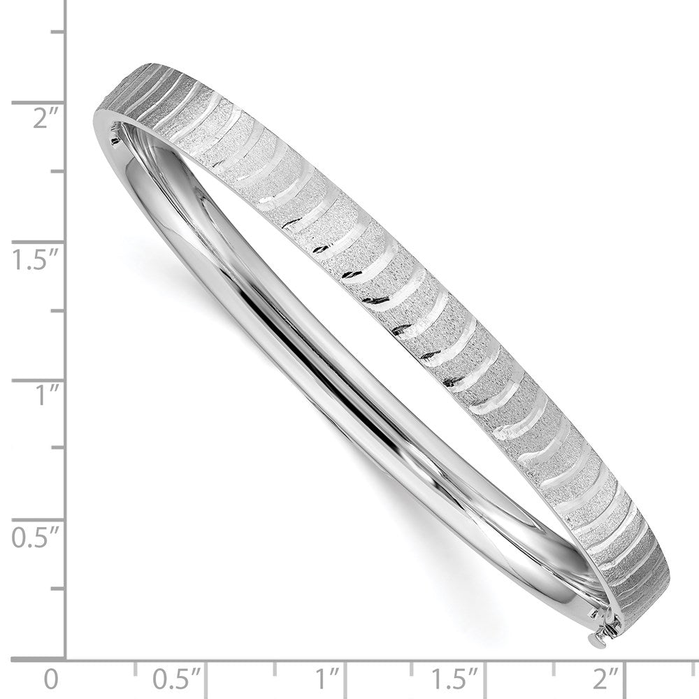 14K Weißgold Poliert und Gebürstet Diamantiert Klappbar Armreif