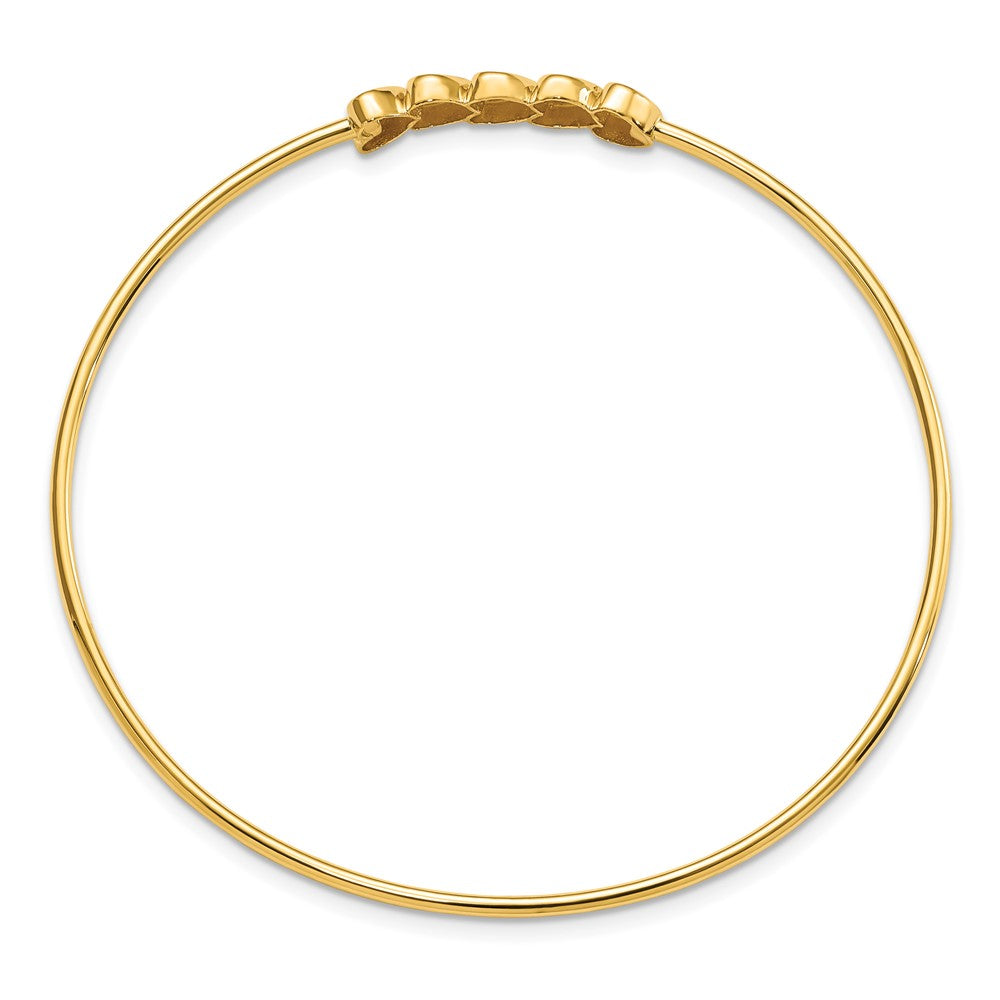 14K Gelb & Rhodium Gold & Weiß Rhodium Poliert Diamantiert Herzen Schieber auf Armreif