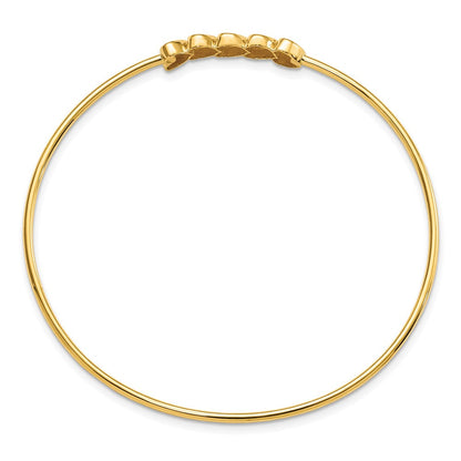14K Gelb & Rhodium Gold & Weiß Rhodium Poliert Diamantiert Herzen Schieber auf Armreif