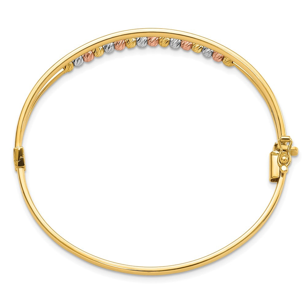14K Tricolor Gold Poliert Diamantiert Fantasie Klappbar Armreif