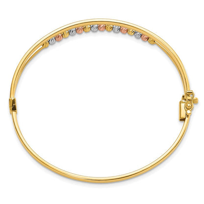14K Tricolor Gold Poliert Diamantiert Fantasie Klappbar Armreif