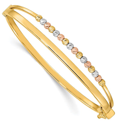 14K Tricolor Gold Poliert Diamantiert Fantasie Klappbar Armreif