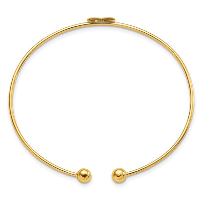 14K Gelbgold Poliert Herz Flexibel Armreif