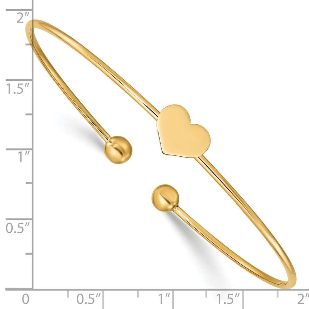 14K Gelbgold Poliert Herz Flexibel Armreif
