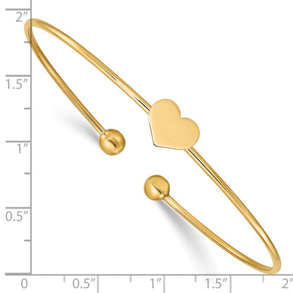 14K Gelbgold Poliert Herz Flexibel Armreif