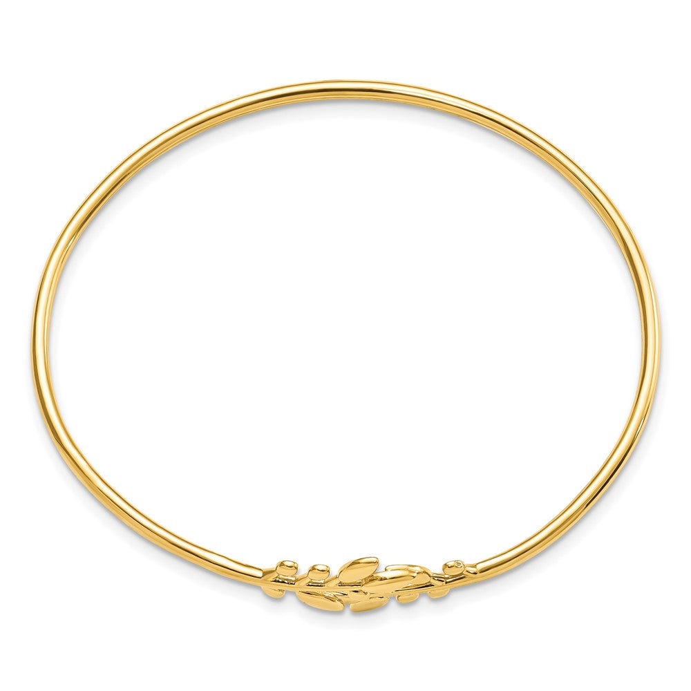 14K Gelbgold Poliert Leaves Flexibel Armreif