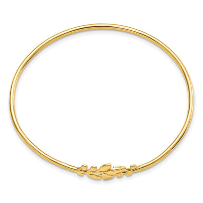 14K Gelbgold Poliert Leaves Flexibel Armreif