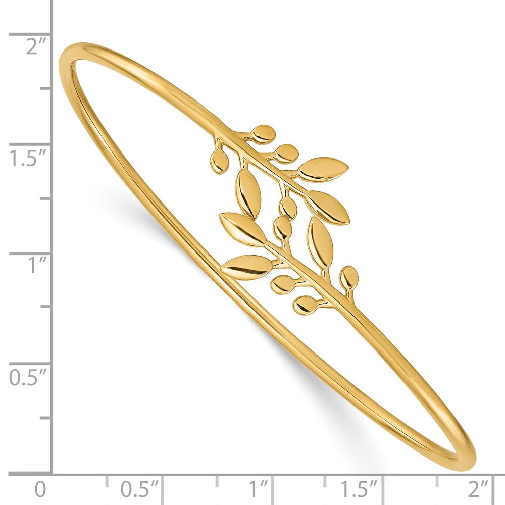 14K Gelbgold Poliert Leaves Flexibel Armreif