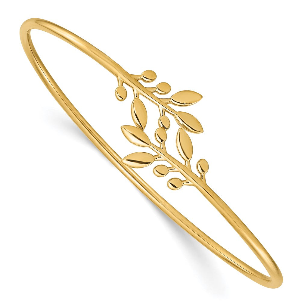 14K Gelbgold Poliert Leaves Flexibel Armreif