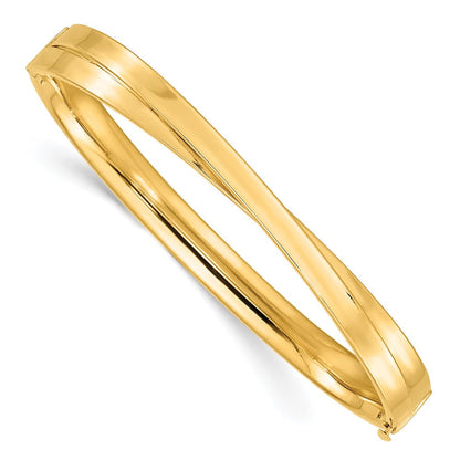 14K Gelb Goldy 4/16 Poliert Bypass Klappbar Armreif