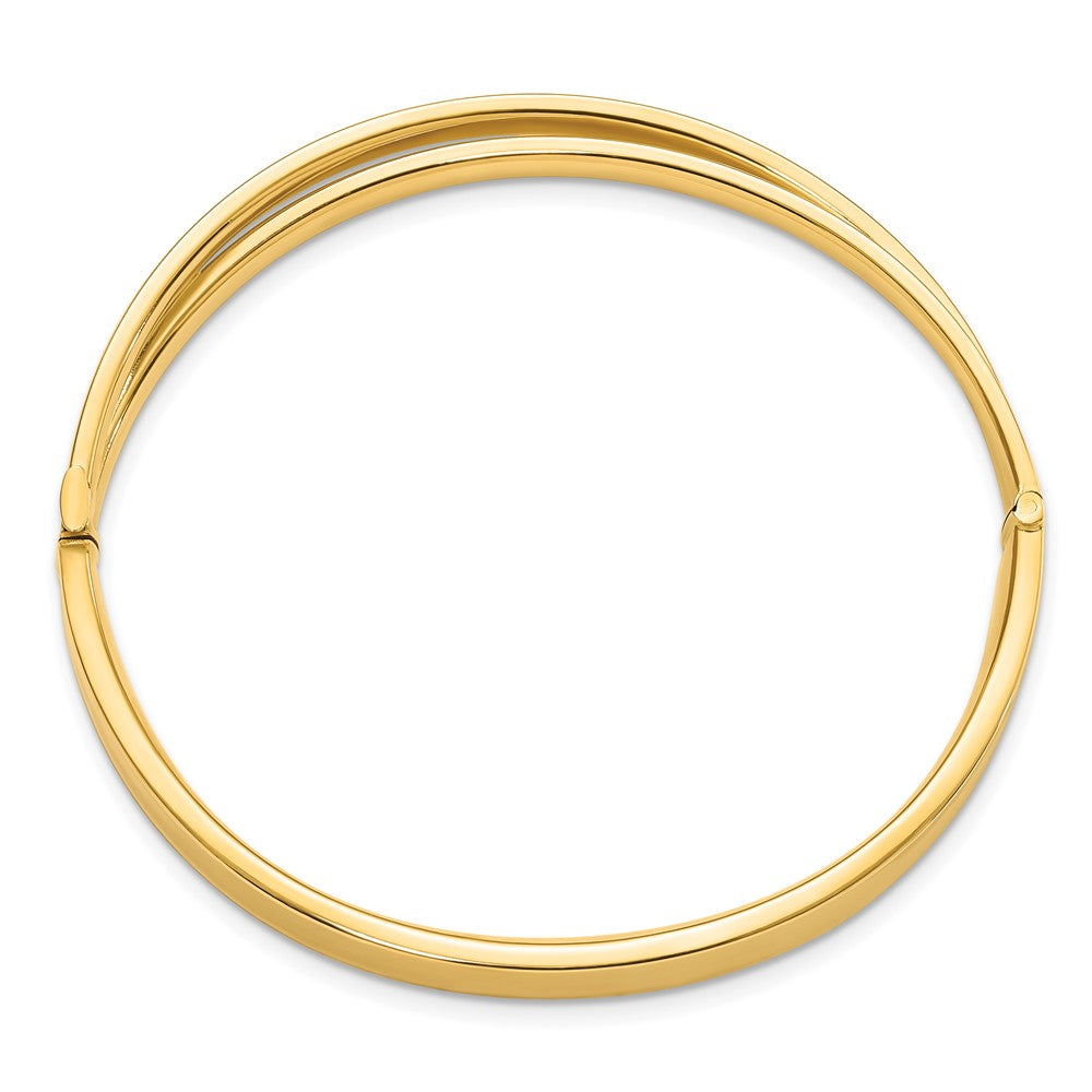 14K Gelb Goldy 4/16 Poliert & Diamantiert Bypass Klappbar Armreif