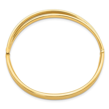 14K Gelb Goldy 4/16 Poliert & Diamantiert Bypass Klappbar Armreif