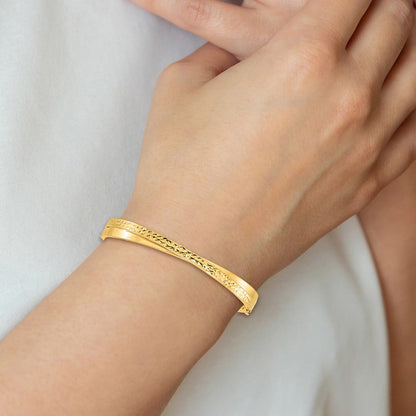 14K Gelb Goldy 4/16 Poliert & Diamantiert Bypass Klappbar Armreif