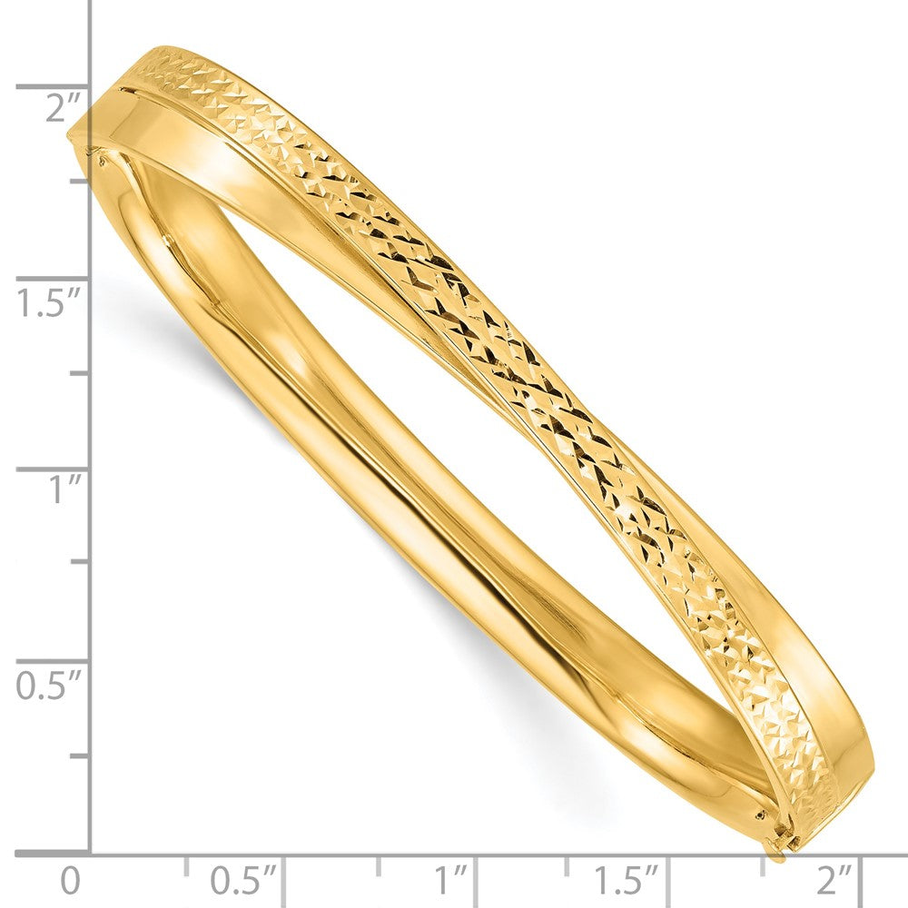 14K Gelb Goldy 4/16 Poliert & Diamantiert Bypass Klappbar Armreif