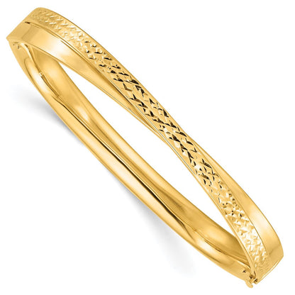 14K Gelb Goldy 4/16 Poliert & Diamantiert Bypass Klappbar Armreif