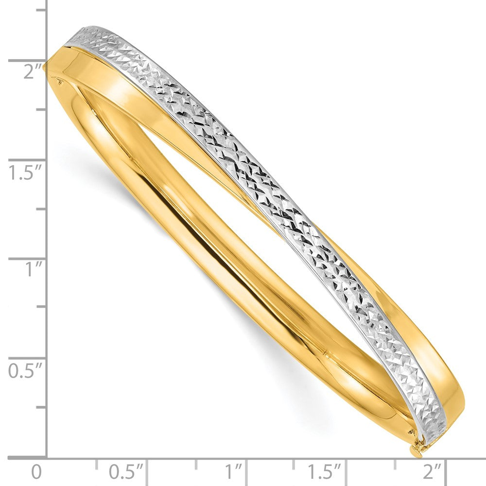 14K Gelb & Rhodium Goldy 4/16 Weiß Rhodium Diamantiert Bypass Klappbar Armreif