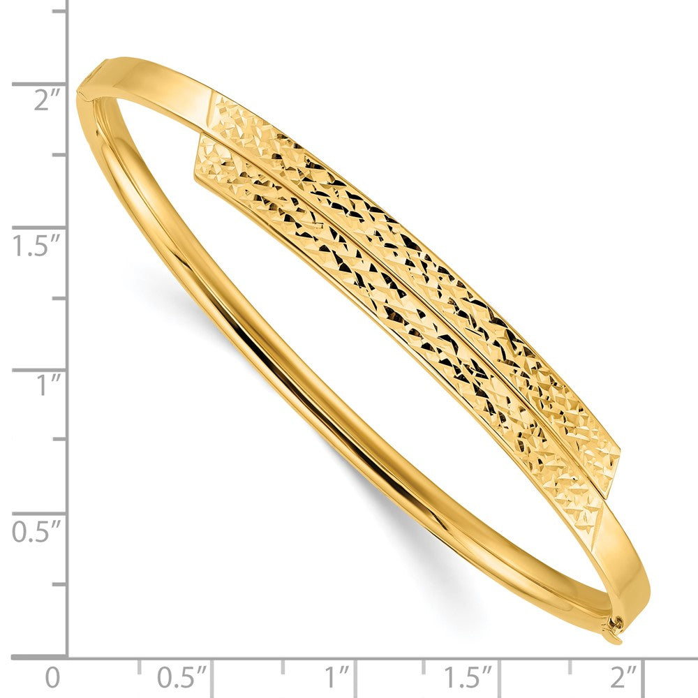14K Gelb Goldy 2/16 Poliert & Diamantiert Overlap Klappbar Armreif