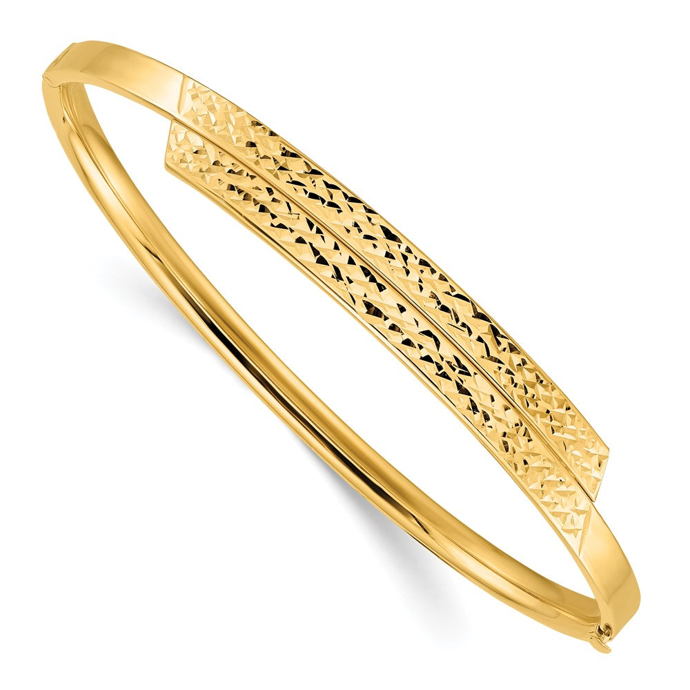 14K Gelb Goldy 2/16 Poliert & Diamantiert Overlap Klappbar Armreif