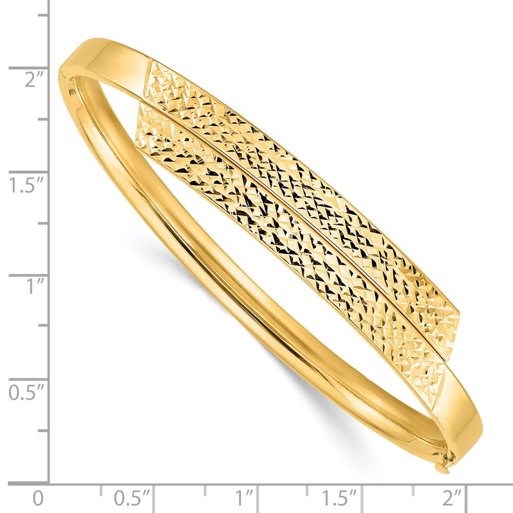 14K Gelb Goldy 3/16 Poliert & Diamantiert Overlap Klappbar Armreif