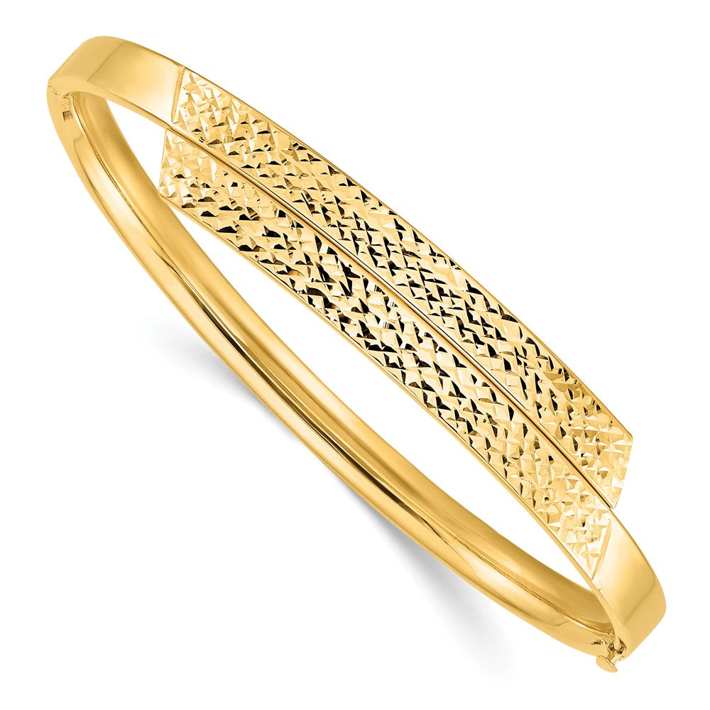 14K Gelb Goldy 3/16 Poliert & Diamantiert Overlap Klappbar Armreif