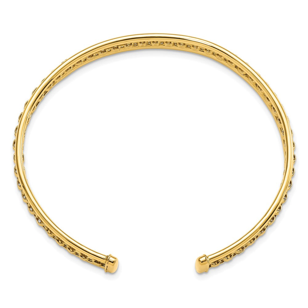 14K Gelbgold Poliert & Strukturiert Manschette Armreif