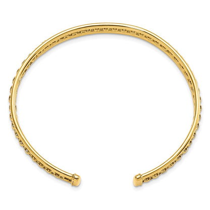 14K Gelbgold Poliert & Strukturiert Manschette Armreif