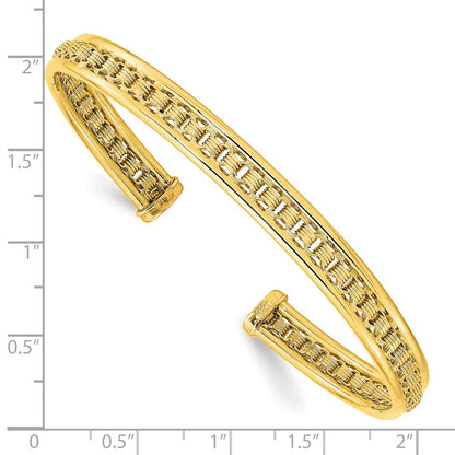 14K Gelbgold Poliert & Strukturiert Manschette Armreif